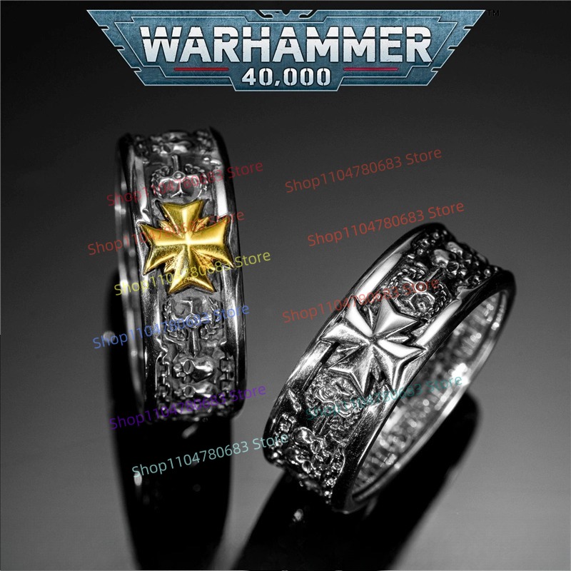 Anime Merchandise For Men - 40K Black Templars Kreuzritter-Ehrenring Hochwertiger Sammler-Schmuck,
