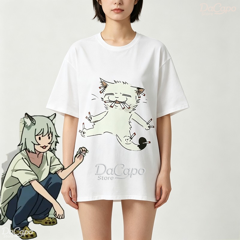 Anime Merchandise Shirt - Chainsmoker Cat Yaniko Satou Niedliches Anime-Print
